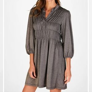Duffield Lane Hyacinth Dress in Black Silky Shimmer Knit Long Sleeve Dress